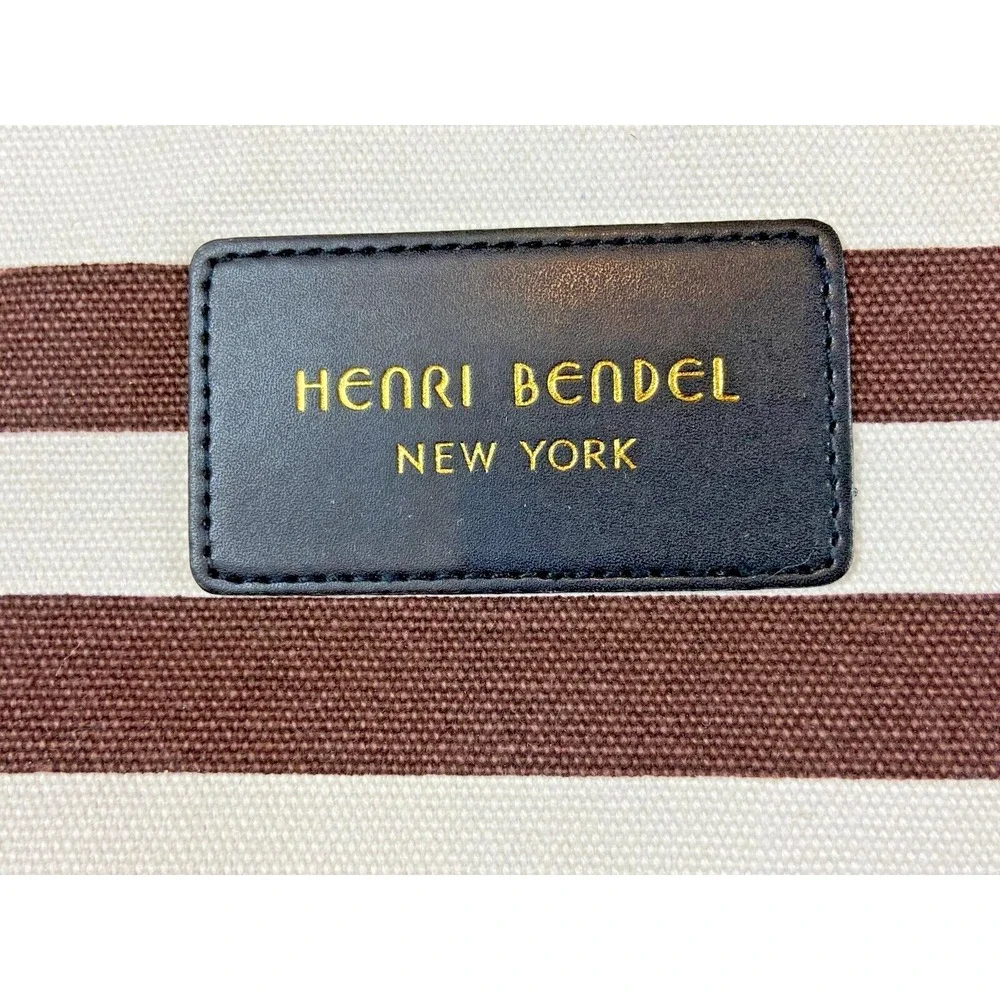 Henri Bendel New York Signature Top Handle Tote Stripe Canvas NWOT